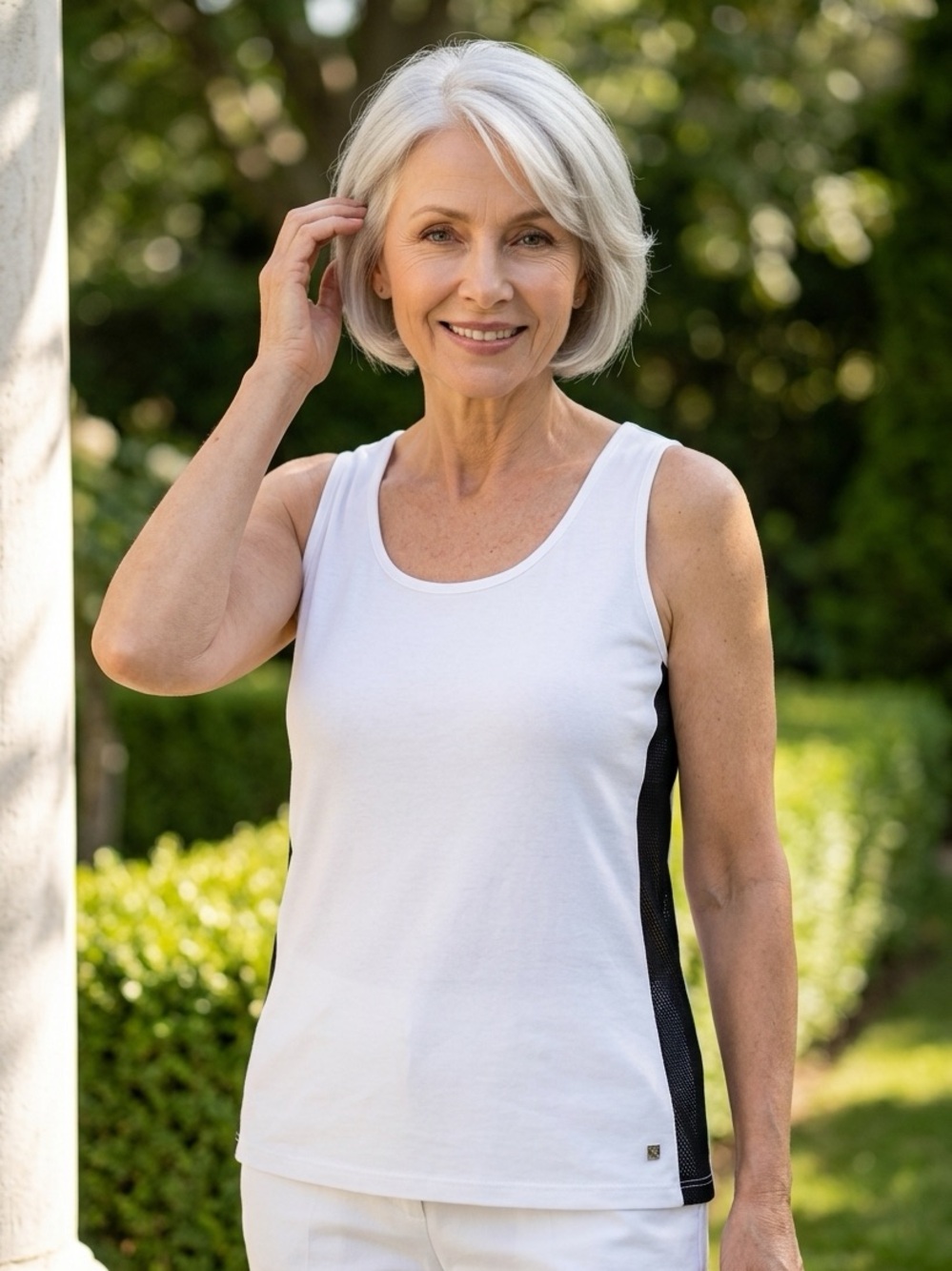 NWT! Lauren Ralph Lauren Active Tank Top White Black Size Petite Extra Large